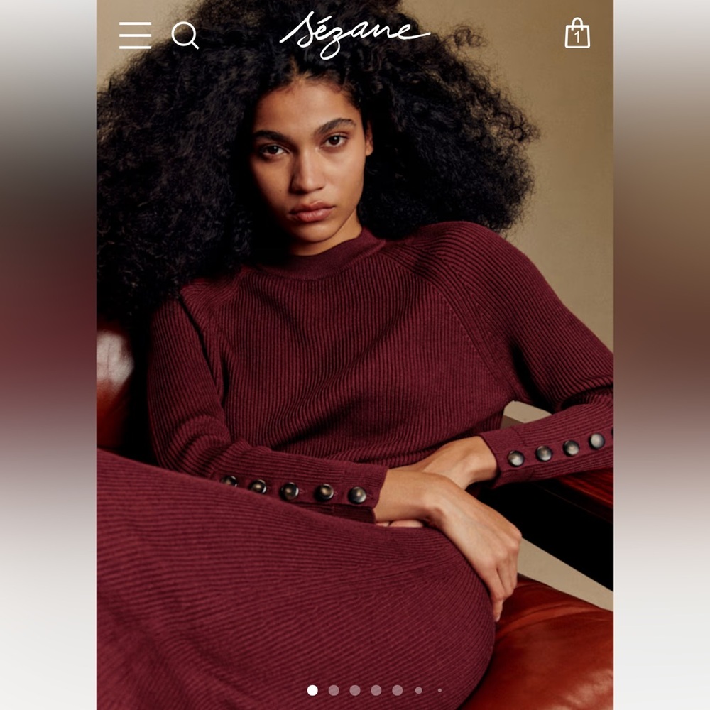 Sezane Sami jumper in Burgundy (size S), as seen on Meghan Markle